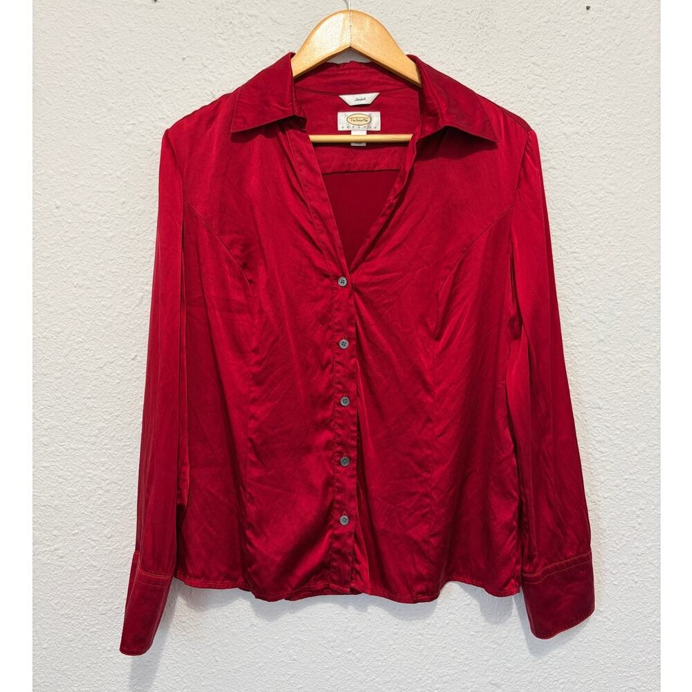 Vintage Talbots Stretch Silk Button Down Blouse Minimalist Classic Work Glam